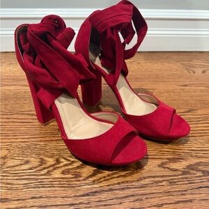 Lulus Red Suede Platform Heels
